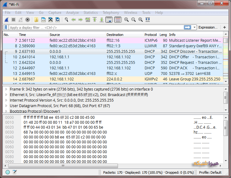 بررسی فرآیند دریافت IP از DHCP به کمک Wireshark Analyze DHCP Request using Wireshark 06
